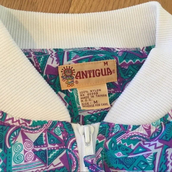 Antigua Vintage Geometric 90’s Windbreaker - Picture 5 of 8